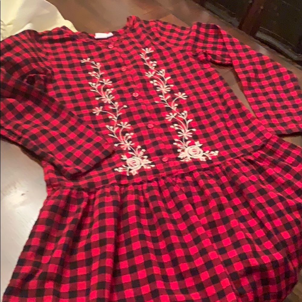 GapKIDS Girls L Buffalo Check Drop Waisted Dress